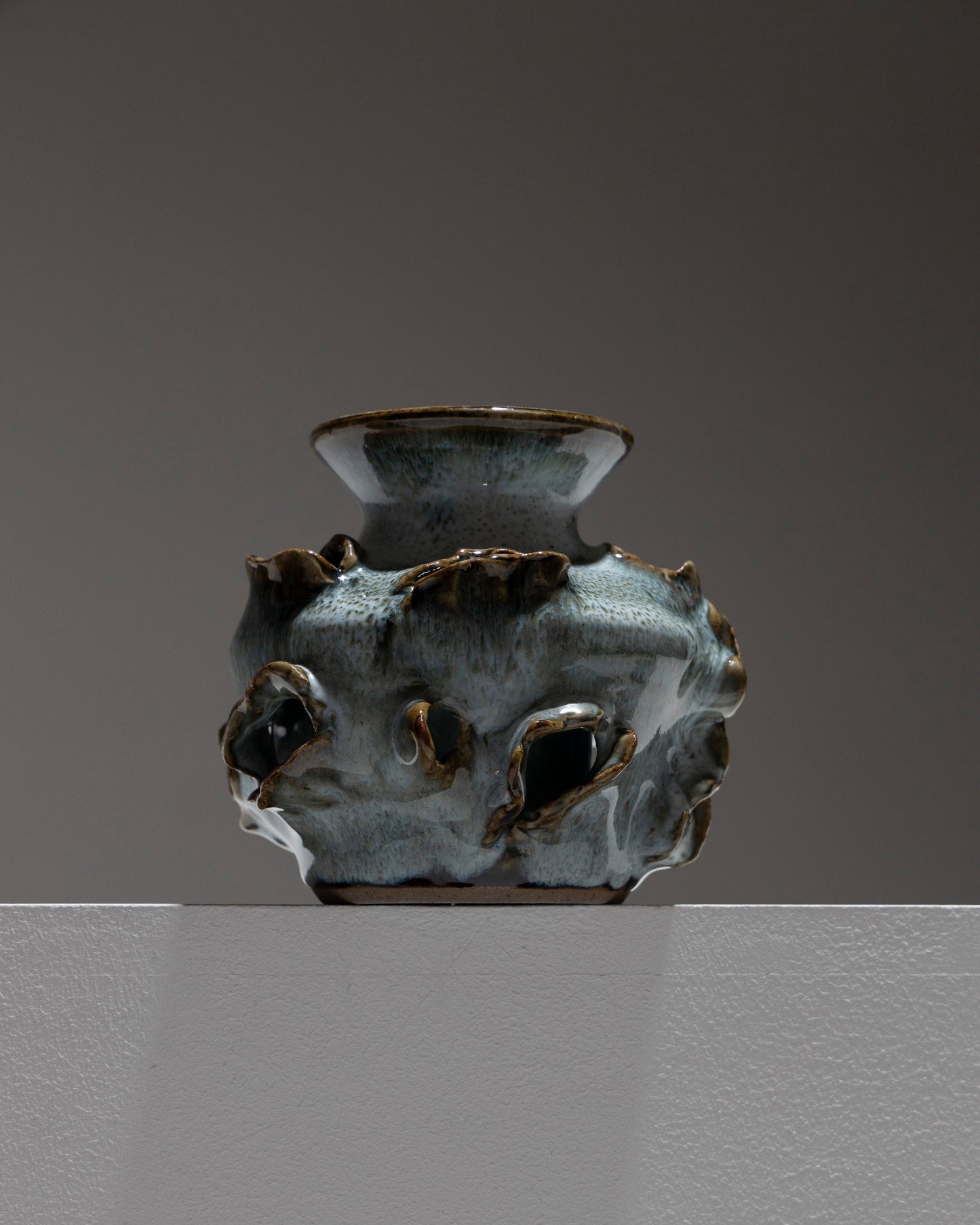 SMALL CAVITY EARTHENWARE VASE, FRANÇOIS JARLOV, 1990s