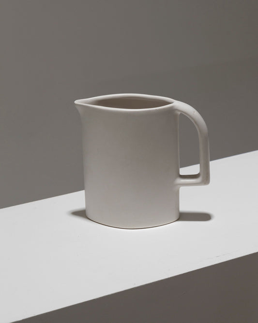 MATT WHITE EARTHENWARE PITCHER, 1970s