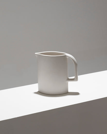 MATT WHITE EARTHENWARE PITCHER, 1970s