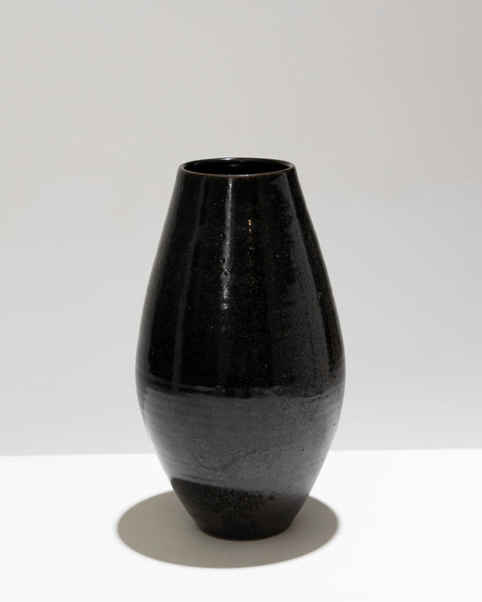 OVOID VASE IN BLACK STONEWARE, LUC ROLLAND, 1980s