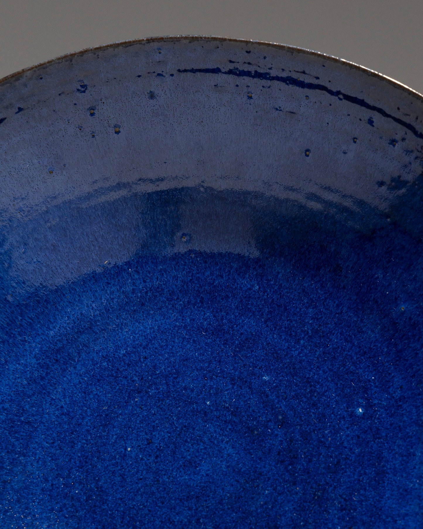 CIRCULAR CUP IN BLUE EARTHENWARE, DEQUEKER, 1960s