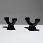 PAIR OF VALLAURIS GLAZED POTTERY CANDELABRA, 1950s