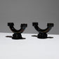 PAIR OF VALLAURIS GLAZED POTTERY CANDELABRA, 1950s