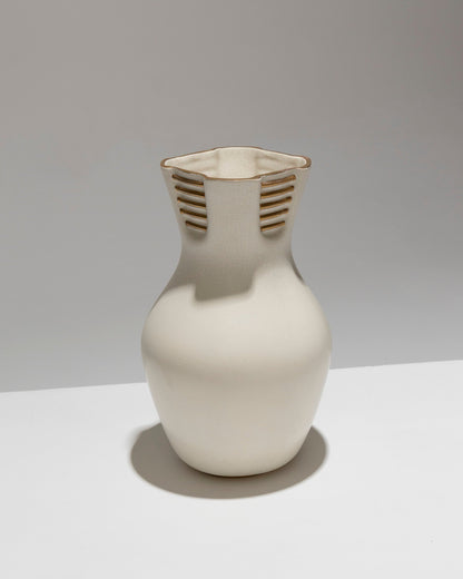 Vase Pansu in White Earthenware, Richard-Ginori, anni '40