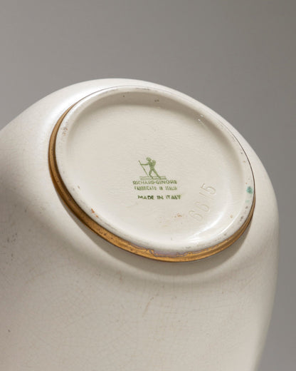 Vase Pansu in White Earthenware, Richard-Ginori, anni '40