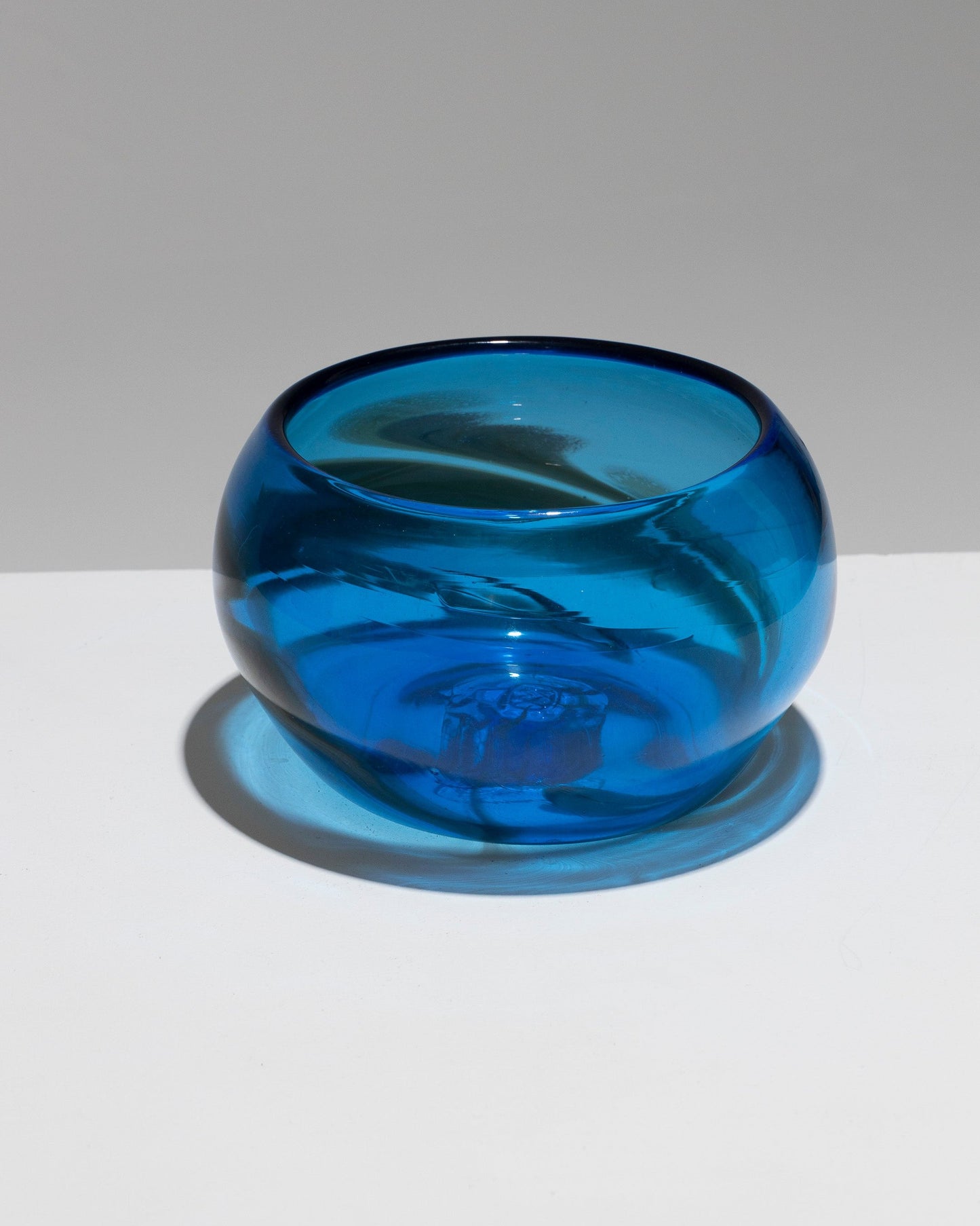 LARGE HIGH BLUE BLOWN GLASS BOWL, 1980s