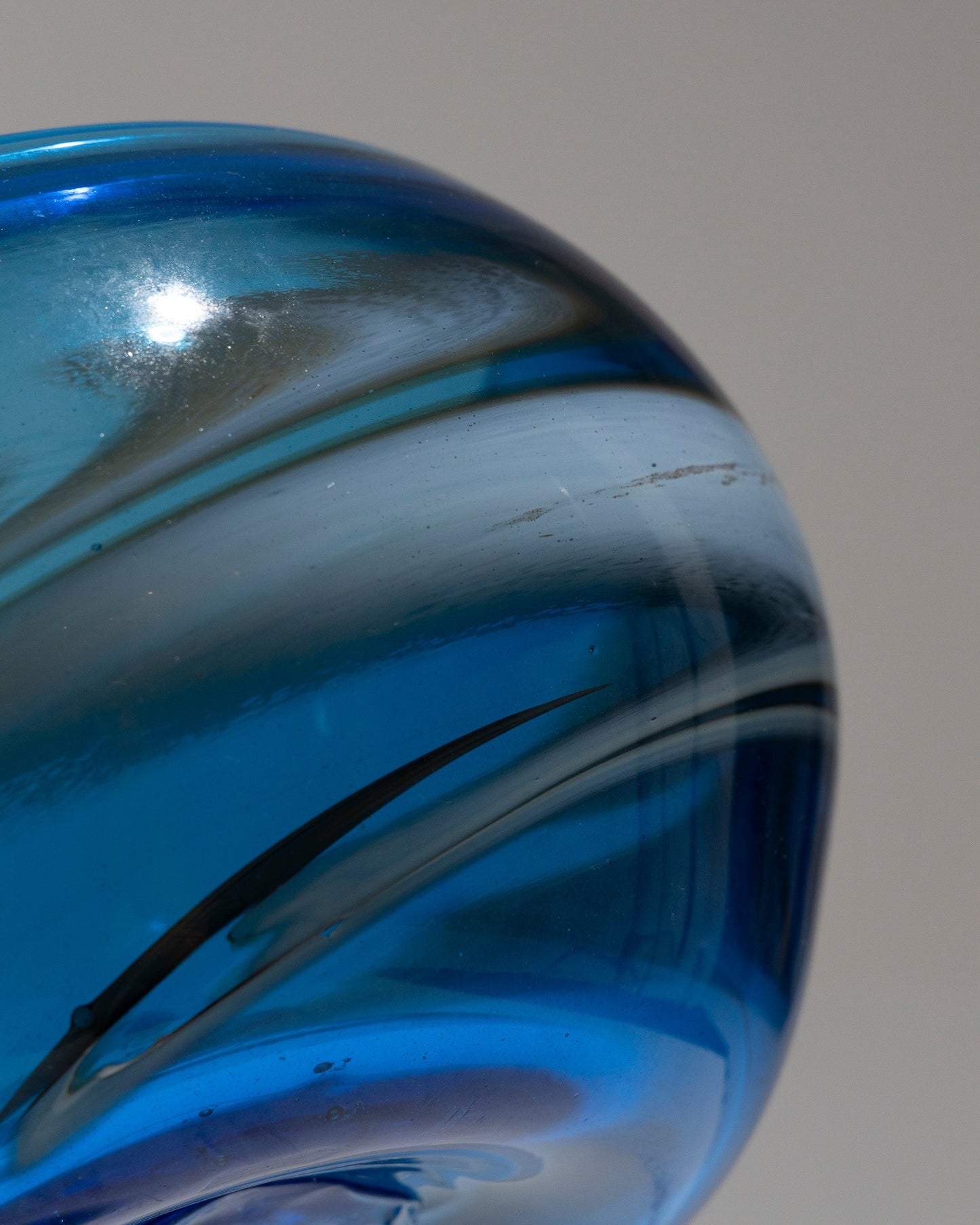 LARGE HIGH BLUE BLOWN GLASS BOWL, 1980s