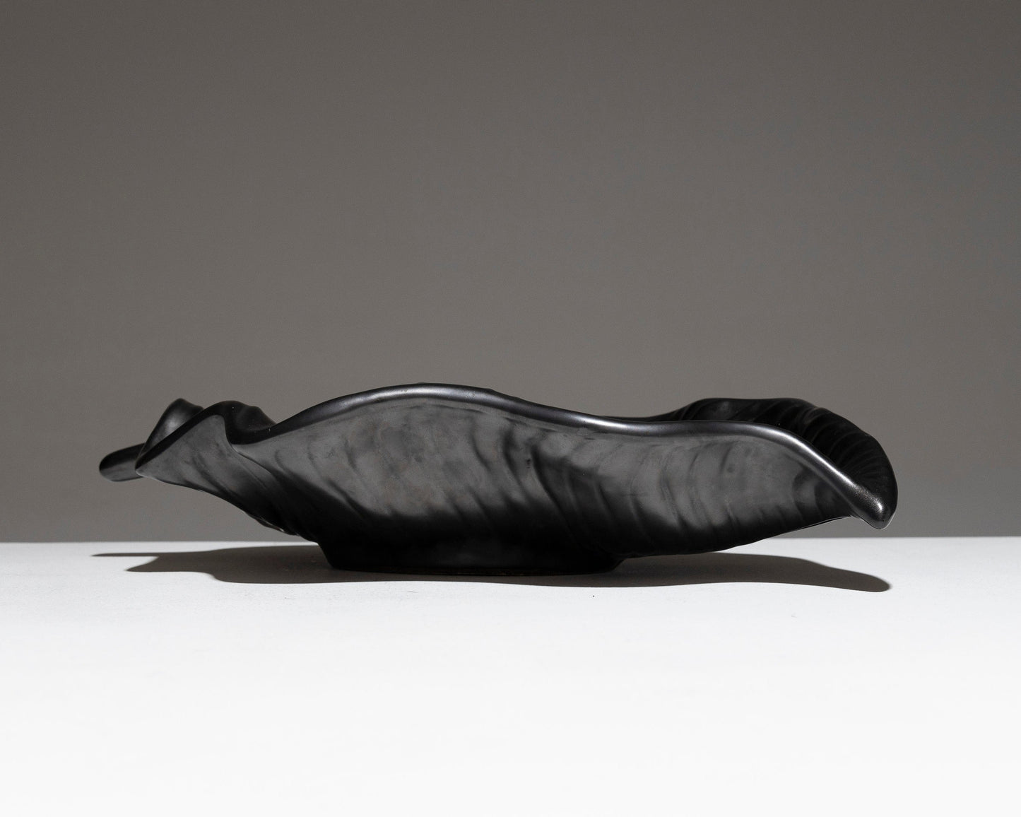 Large leaf cut in enameled pottery, Jean-Marie Faux, 1950s