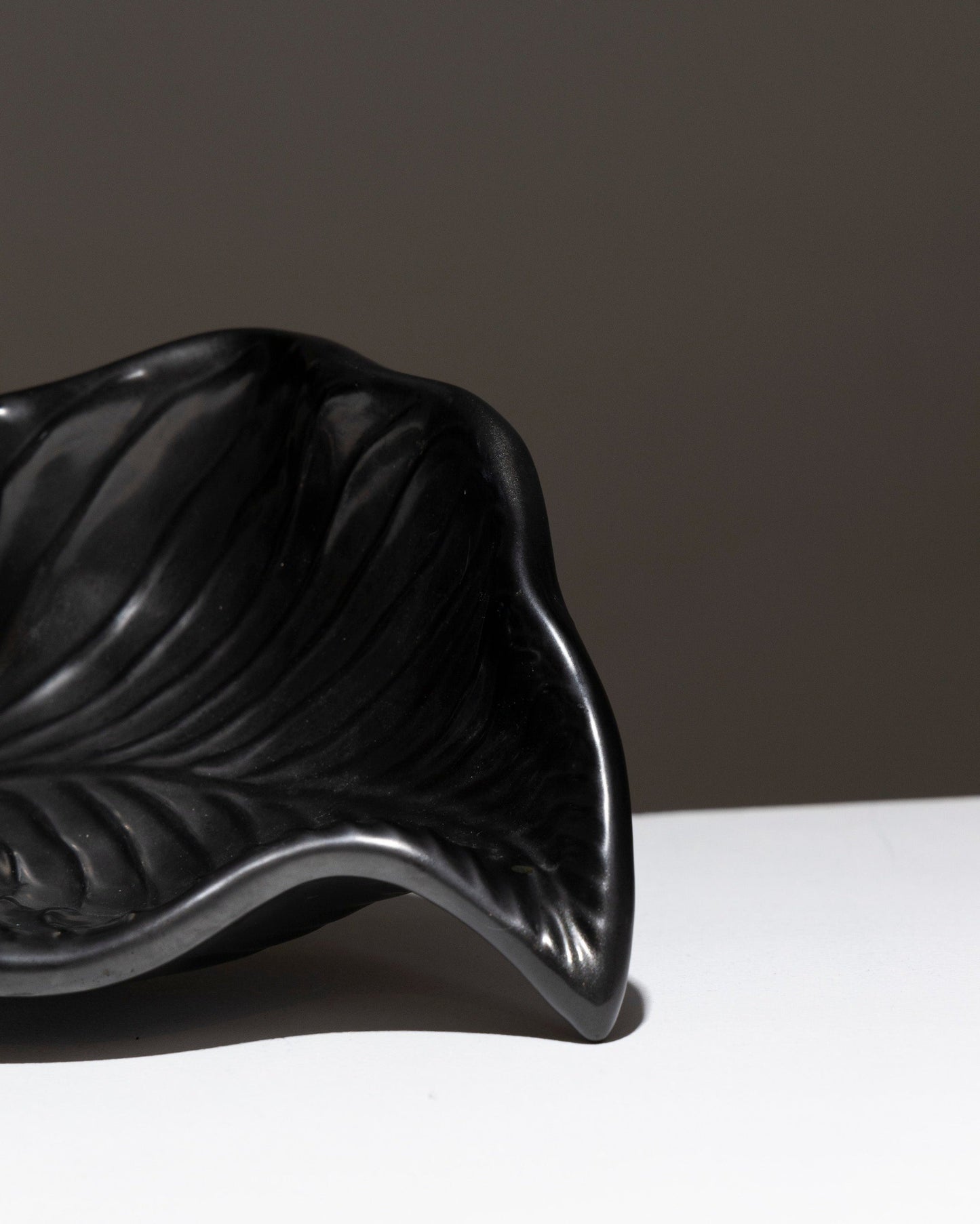 Large leaf cut in enameled pottery, Jean-Marie Faux, 1950s