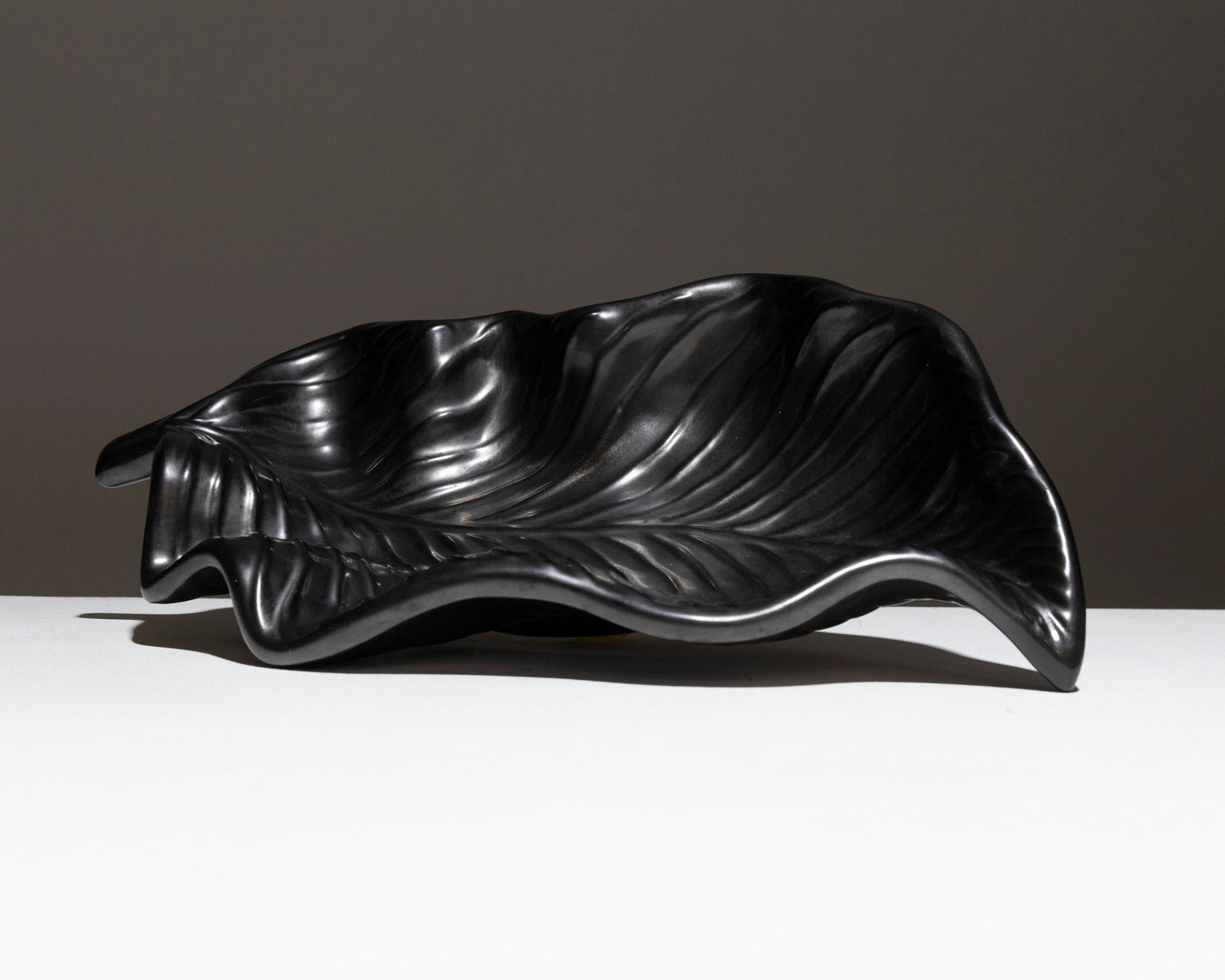 Large leaf cut in enameled pottery, Jean-Marie Faux, 1950s