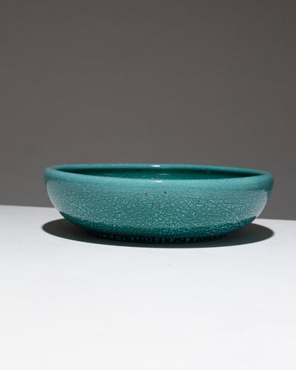 LARGE CIRCULAR TURQUOISE EARTHENWARE CUP, 1950s