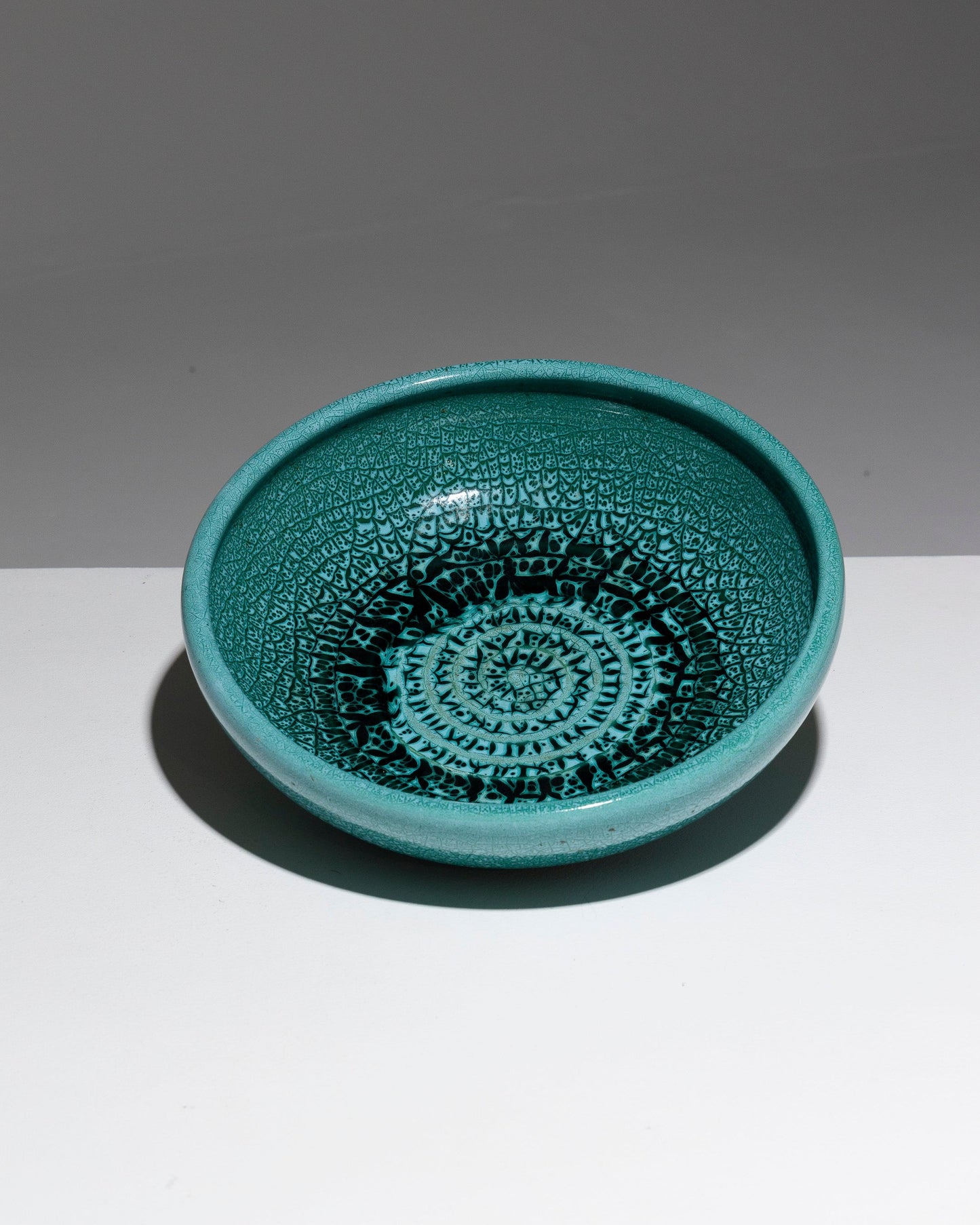 LARGE CIRCULAR TURQUOISE EARTHENWARE CUP, 1950s