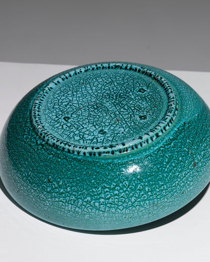 LARGE CIRCULAR TURQUOISE EARTHENWARE CUP, 1950s