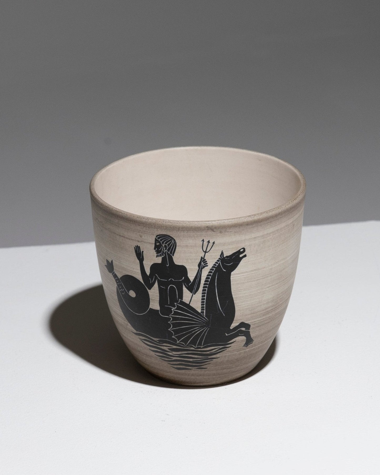 CACHE-POT "NEPTUNE" EN FAÏENCE, HENRI MILET, 1950s