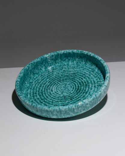 LARGE TURQUOISE EARTHENWARE CUP, FERNAND ELCHINGER, 1950s