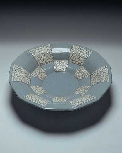DODECAGONAL BOWL ON A FAIENCE PEDESTAL, 1950s