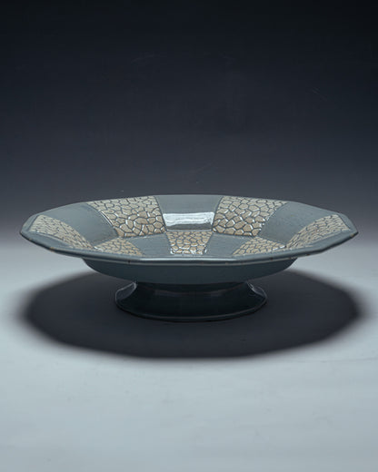 DODECAGONAL BOWL ON A FAIENCE PEDESTAL, 1950s