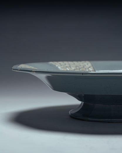 DODECAGONAL BOWL ON A FAIENCE PEDESTAL, 1950s