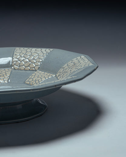 DODECAGONAL BOWL ON A FAIENCE PEDESTAL, 1950s