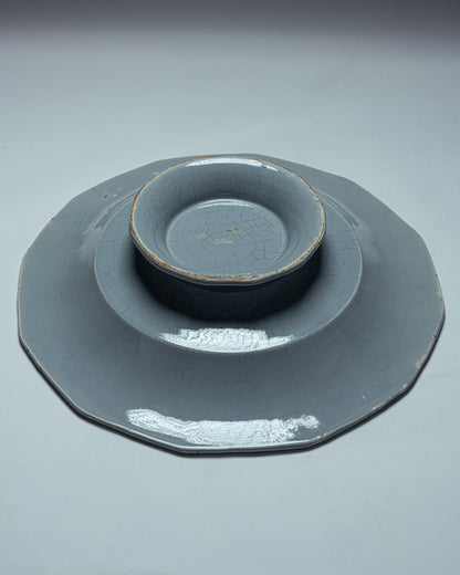 DODECAGONAL BOWL ON A FAIENCE PEDESTAL, 1950s