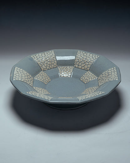 DODECAGONAL BOWL ON A FAIENCE PEDESTAL, 1950s