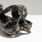 VALLAURIS GLAZED POTTERY "RIBBON" CANDLESTICK, MARIUS GIUGE, 1950s