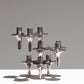 SET OF 3 CHROMED STEEL TRIPOD CANDLE HOLDERS, 1970s