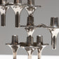 SET OF 3 CHROMED STEEL TRIPOD CANDLE HOLDERS, 1970s