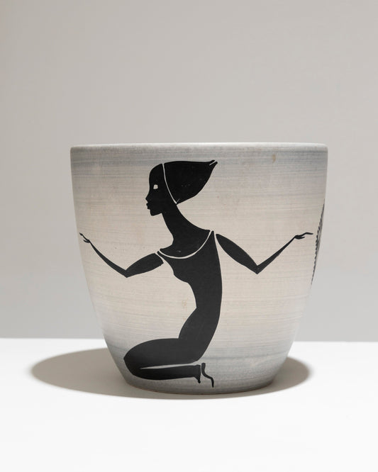 CACHE-POT "DANSEUSE" EN FAÏENCE, HENRI MILET, 1950s