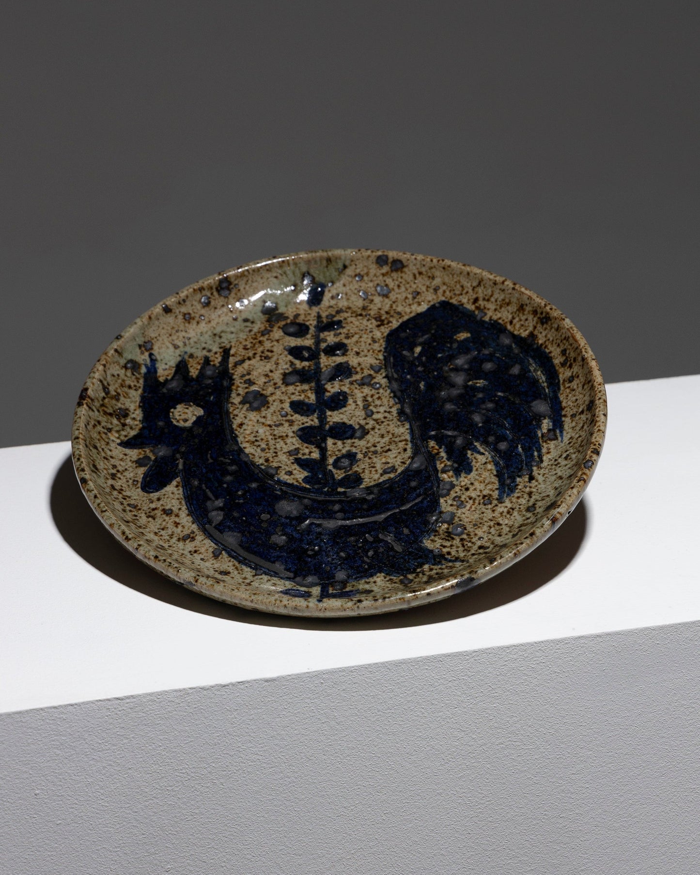 CIRCULAR PLATE "THE COCK", PYRITE STONEWARE, PAUL POUCHOL, 1960s