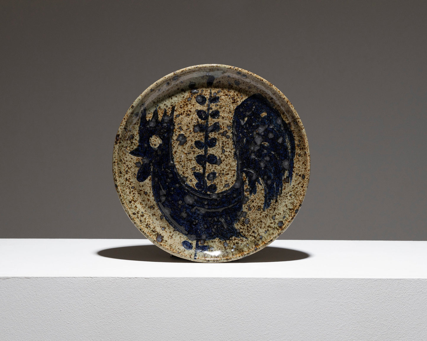 CIRCULAR PLATE "THE COCK", PYRITE STONEWARE, PAUL POUCHOL, 1960s