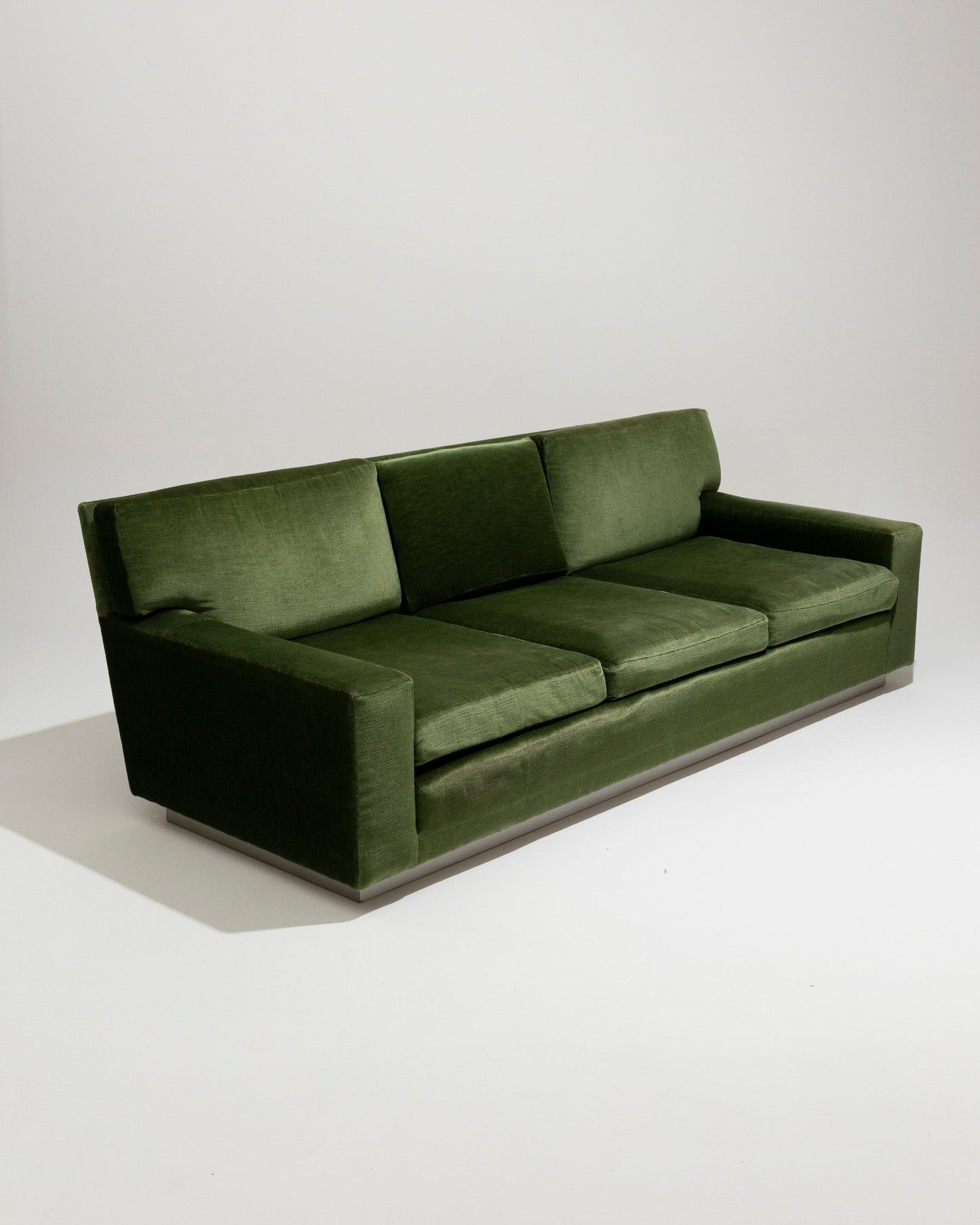 FIR GREEN VELVET SOFA, 1970s