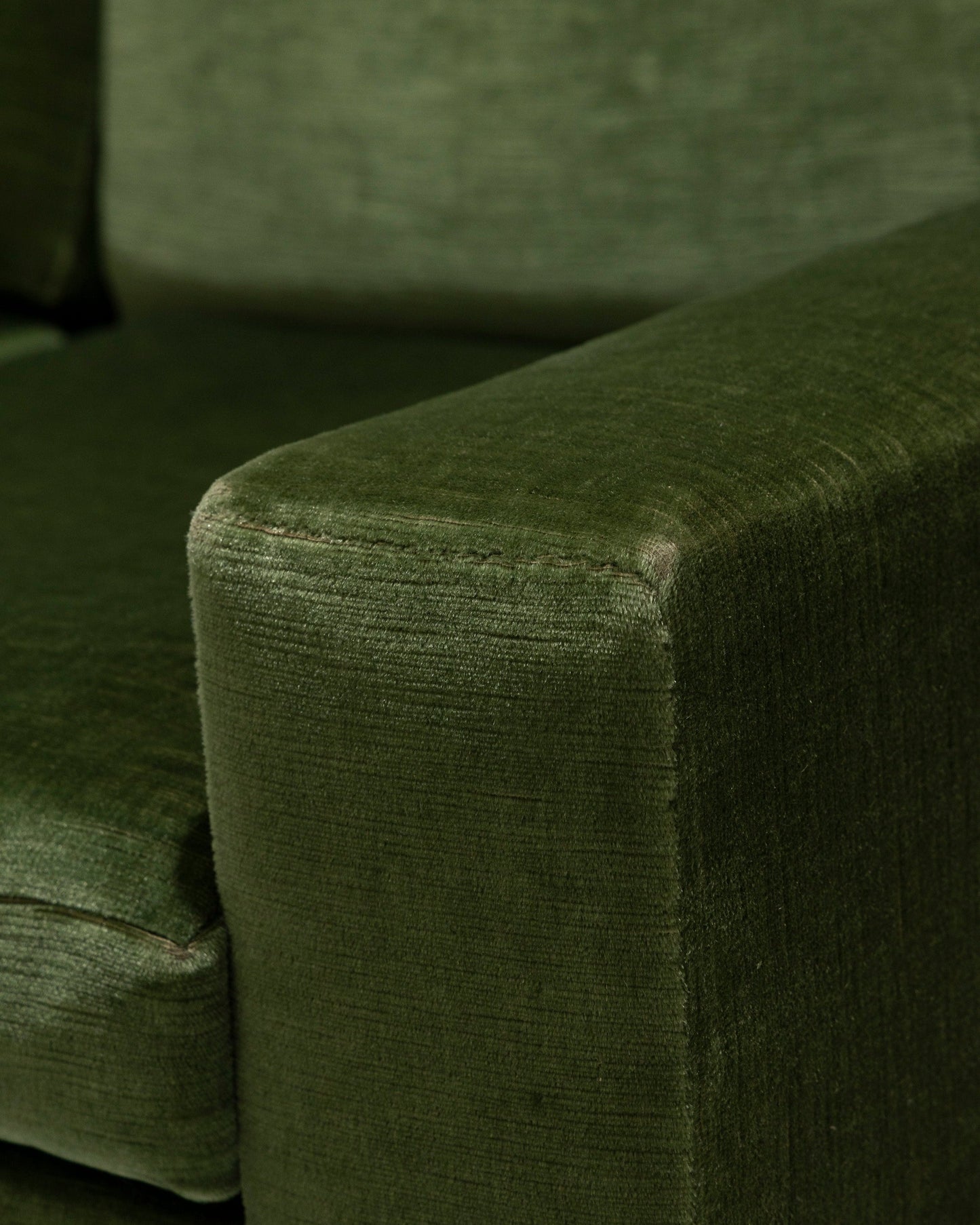 FIR GREEN VELVET SOFA, 1970s