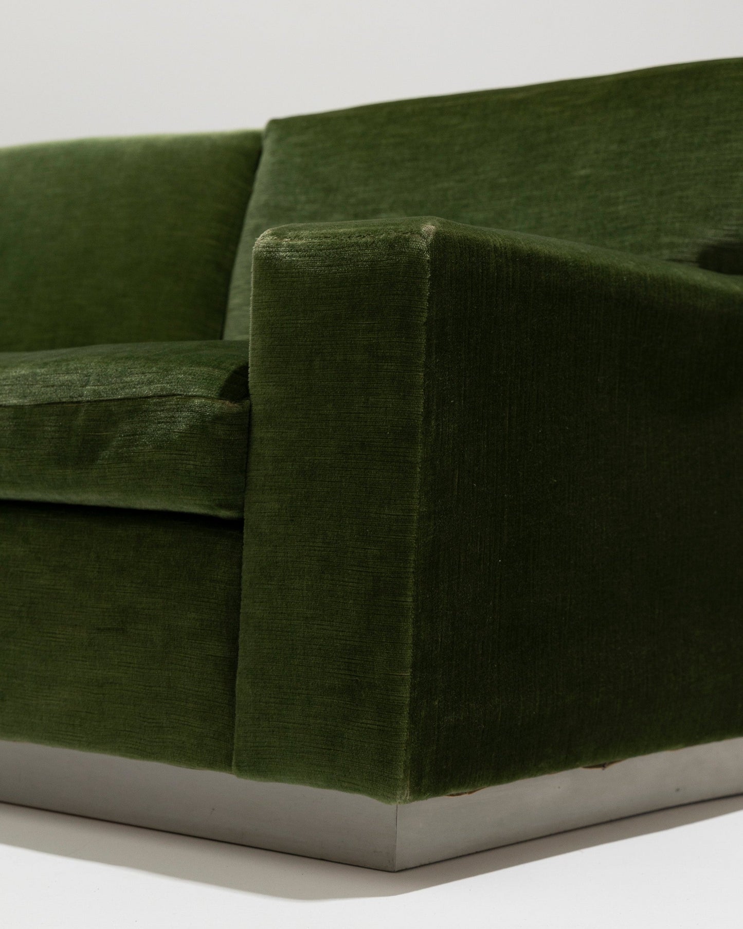 FIR GREEN VELVET SOFA, 1970s