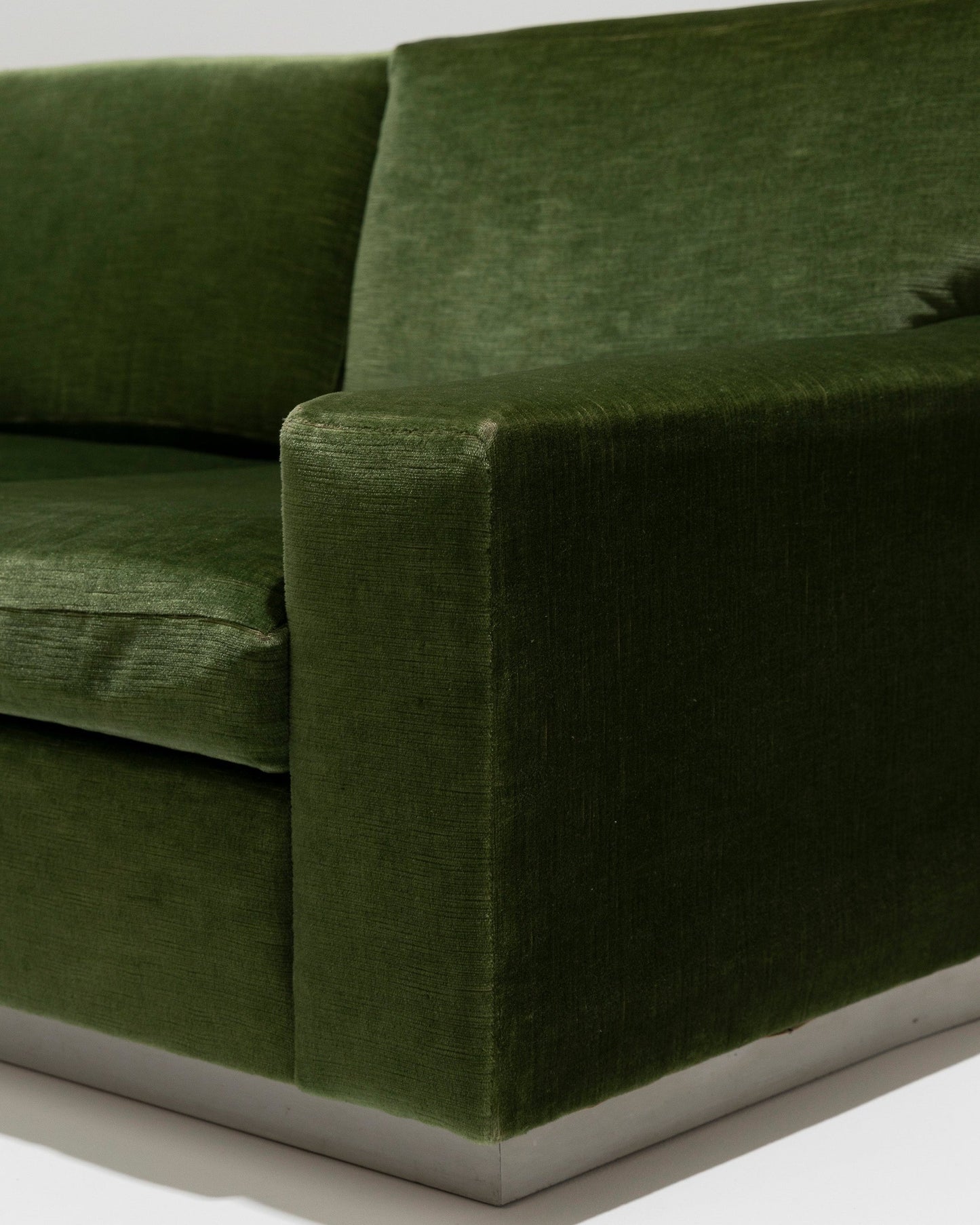 FIR GREEN VELVET SOFA, 1970s