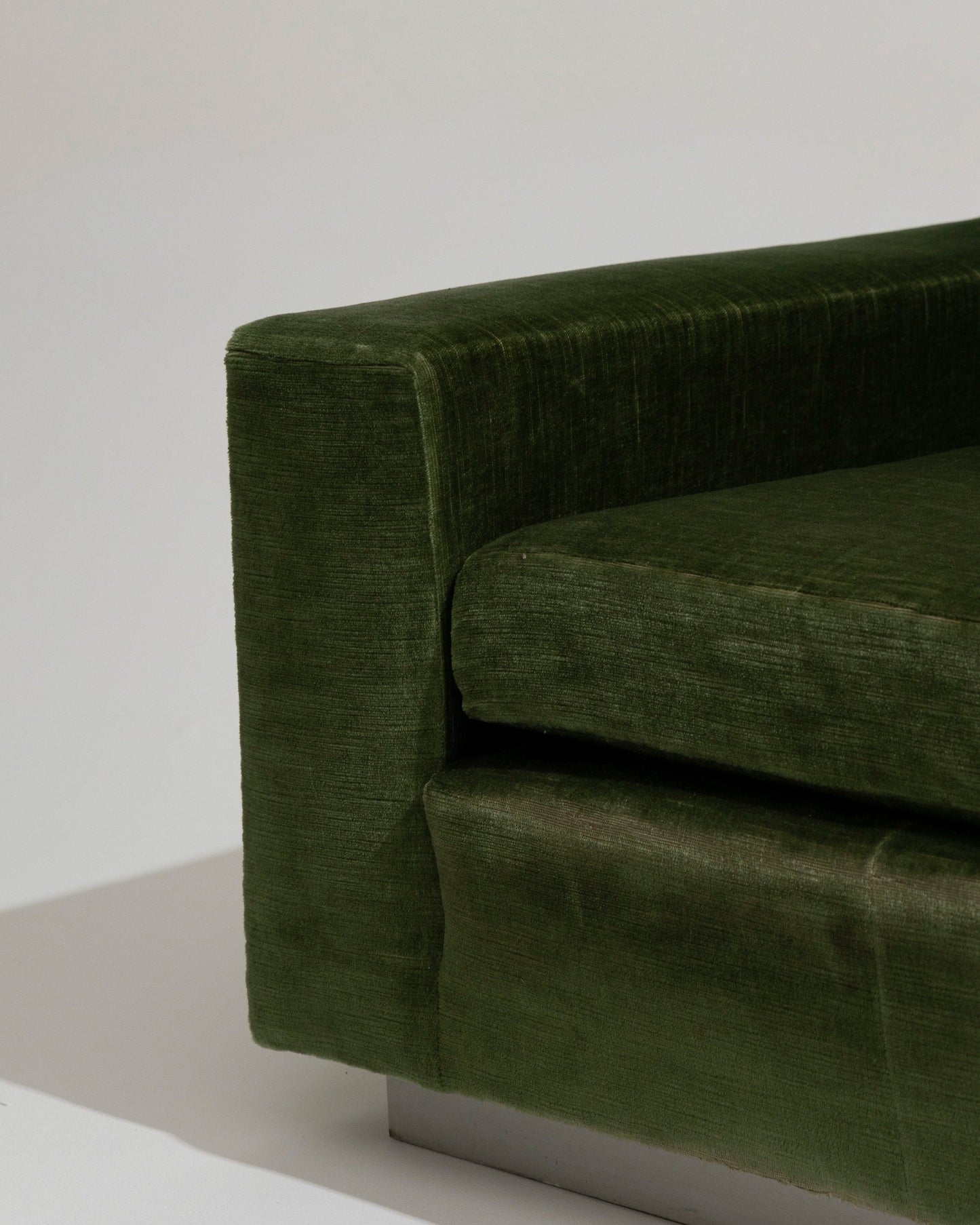 FIR GREEN VELVET SOFA, 1970s