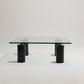 TABLE BASSE EN VERRE ET MARBRE NOIR, 1970s