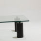 TABLE BASSE EN VERRE ET MARBRE NOIR, 1970s