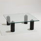 TABLE BASSE EN VERRE ET MARBRE NOIR, 1970s