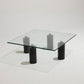 TABLE BASSE EN VERRE ET MARBRE NOIR, 1970s