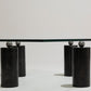 TABLE BASSE EN VERRE ET MARBRE NOIR, 1970s