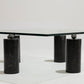 TABLE BASSE EN VERRE ET MARBRE NOIR, 1970s