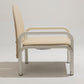 “54L” ARMCHAIR IN WHITE METAL AND FABRIC, GAE AULENTI, 1970s