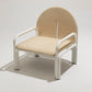 “54L” ARMCHAIR IN WHITE METAL AND FABRIC, GAE AULENTI, 1970s