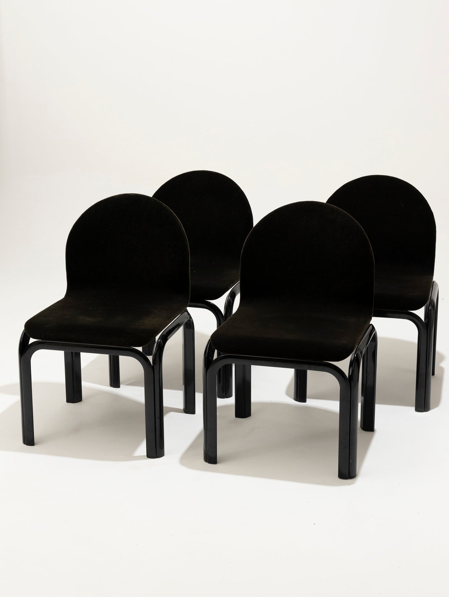 SET DE 4 CHAISES ORSAY EN VELOURS, GAE AULENTI, 1970s