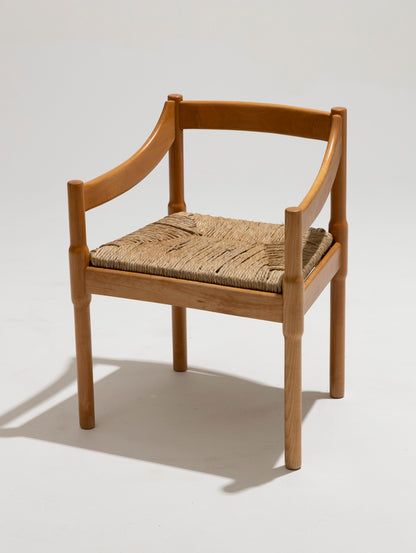 Sedia di paglia e legno, Vico Magistretti, Cassina, anni '60