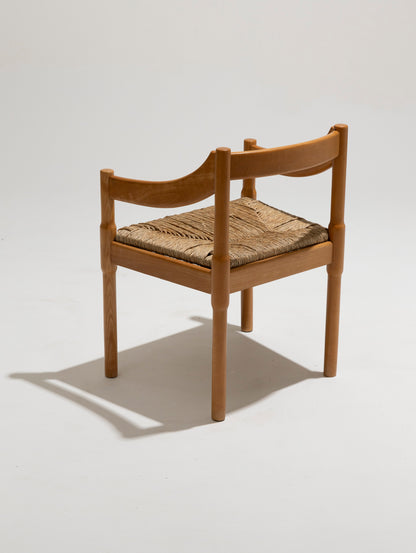 Sedia di paglia e legno, Vico Magistretti, Cassina, anni '60