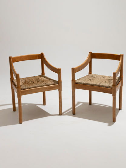 Sedia di paglia e legno, Vico Magistretti, Cassina, anni '60