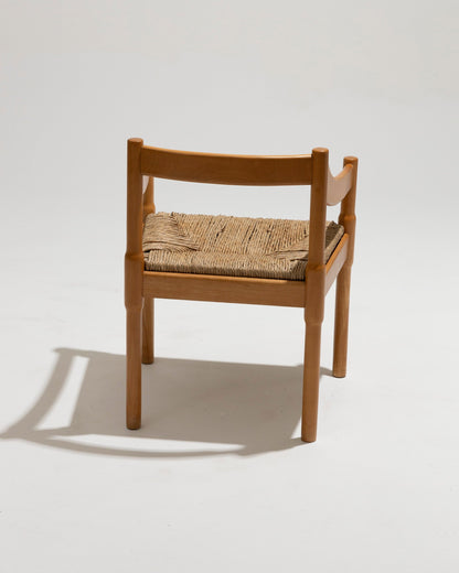 Coppia di sedie in paglia e legno, Vico Magistretti, Cassina, anni '60