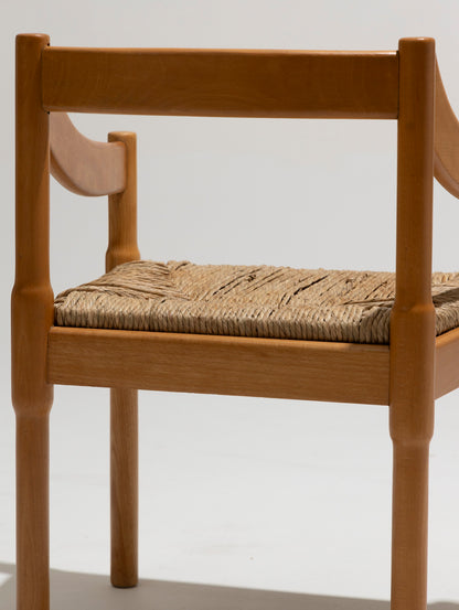 Sedia di paglia e legno, Vico Magistretti, Cassina, anni '60